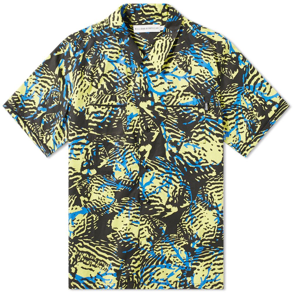 Bringing a street style edge to your shirting rotation, Pharrell and Nigo's Billionaire Boys Club deliver this fluorescent yellow design. Rich in cotton, the resort style shirt is wrapped in a bright neon and blue 'fish camo', taking inspiration from colourful sea creatures. Whether worn by itself or thrown over a tee for a more relaxed look, this unique design promises to brighten up any everyday look. 

100% Cotton
Camp Collar
Button Closure
2 Patch Pockets
Woven Brand Tab