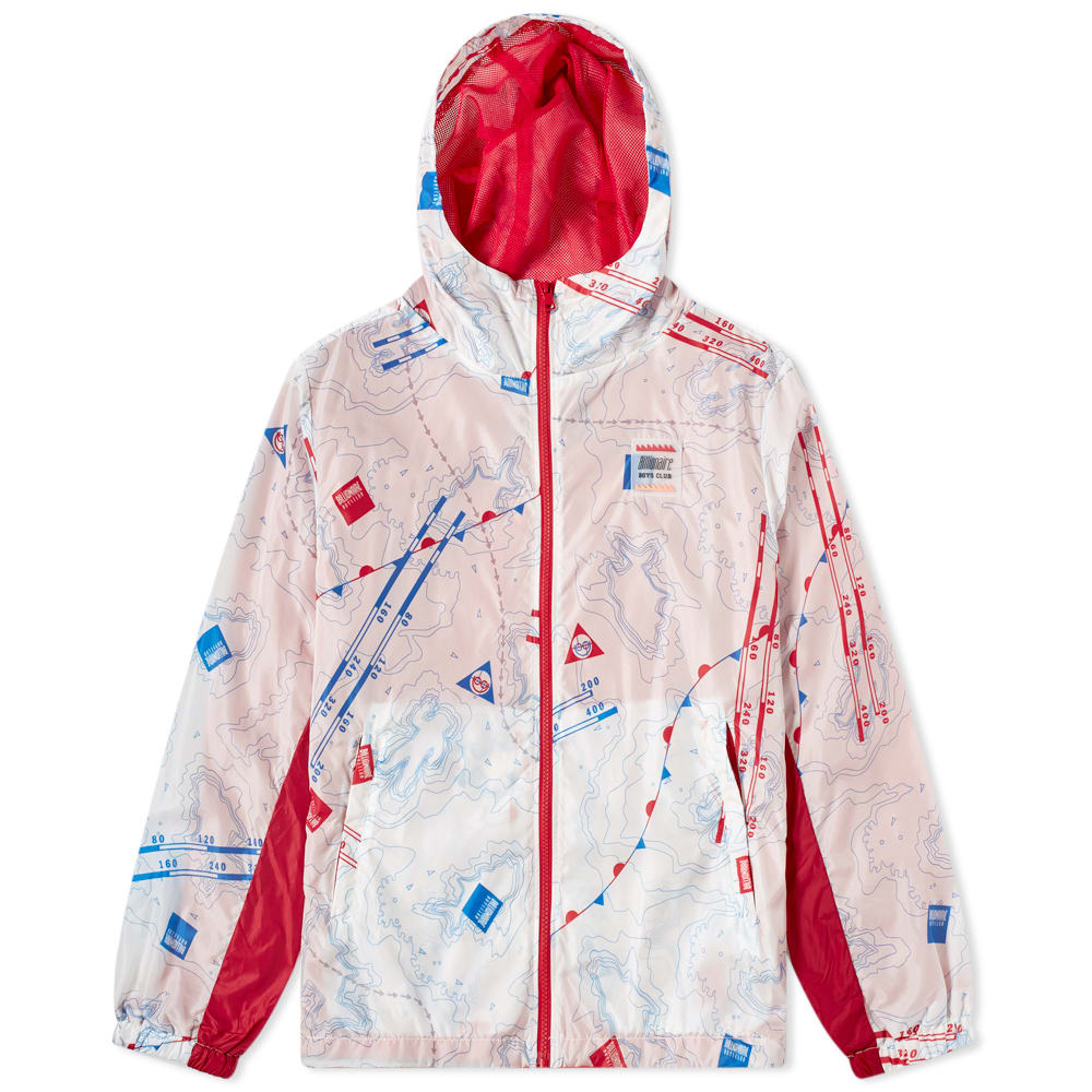 Drawing inspiration from French explorer, Jacques Cousteau and his Calypso voyages, Billionaire Boys Club ensure you're ready for your explorations with this printed windbreaker. With nautical-inspired branding throughout, the transitional layer is equipped for inclement weather; lined with a breathable and lightweight mesh, whilst a full-length zip closure secures the look. 

100% Nylon
Mesh Lining
Zip Closure
2 Side Entry Pockets
Printed Branding 
Rubberised Brand Patch
Drawstring Hem
Elasticated Cuffs