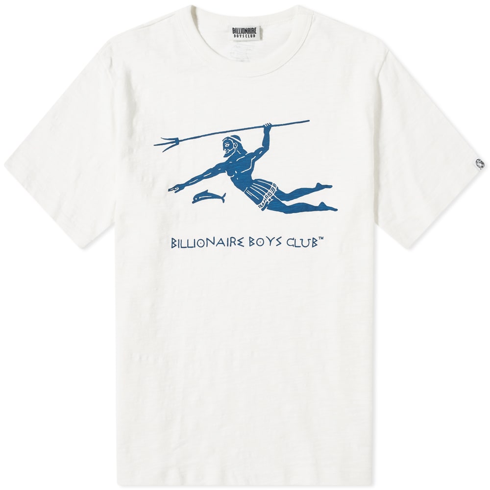Combining their urban styles with mythological references, Billionaire Boys Club present the Neptune tee. Constructed from a soft cotton slub jersey, this short sleeve design is embellished with the Roman god of the sea – Neptune - catching a fish, signed off by the streetwear label's name in an ancient font for an authentic finish. 

100% Cotton
Slub Jersey
Ribbed Crewneck
Printed Branding