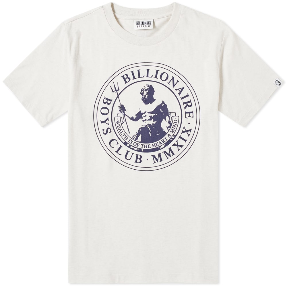 Inspired by Greek mythology, Billionaire Boys Club look to the god of the sea, earthquakes and storms to deliver the Poseidon tee. Stamped with branding to the chest, this short sleeve tee is complete with the streetwear label's mantra, "Wealth is of the heart & mind" for a signature finish. 

100% Cotton
Ribbed Crewneck
Printed Branding