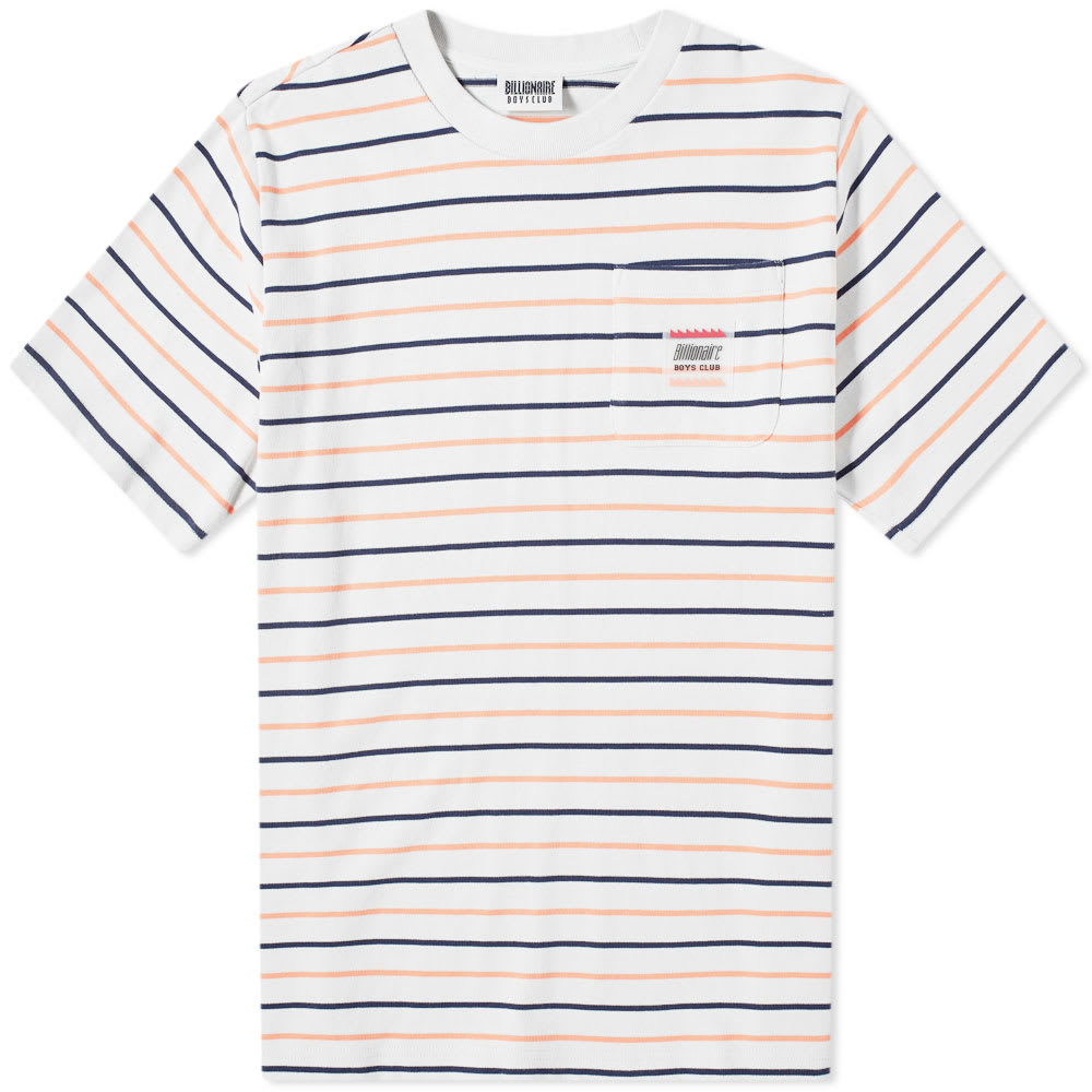 Simply styled, this striped design is a perfect way to elevate your wardrobe basics. Courtesy of Pharrell and Nigo's brainchild, Billionaire Boys Club, this street-ready tee is embellished with a patch pocket to the chest, decorated with a rubberised branded patch for a personalised touch. 

100% Cotton
Ribbed Crewneck
Patch Pocket
Rubberised Brand Patch