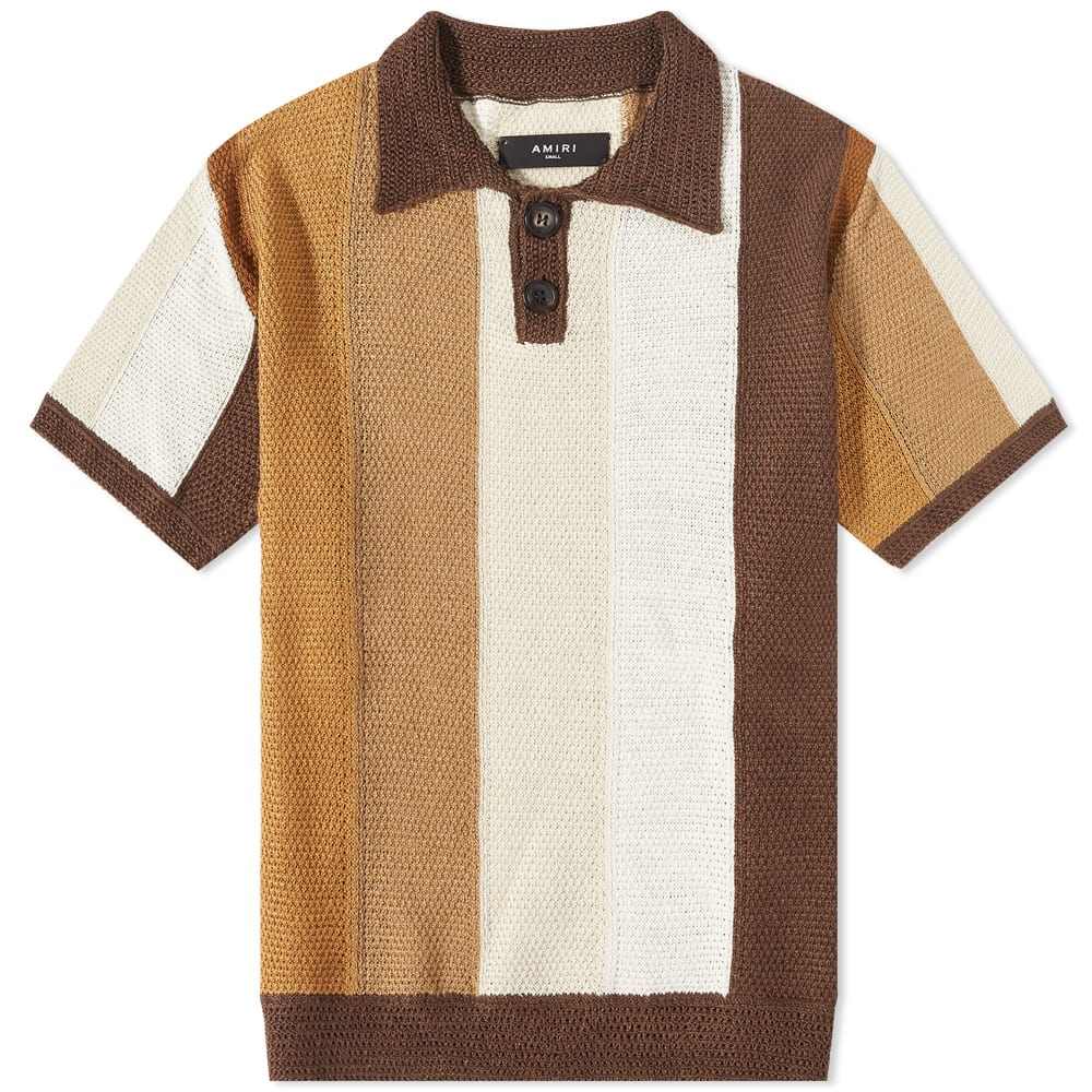 AMIRI Linen Stripe Knitted Polo Brown | END. (US)