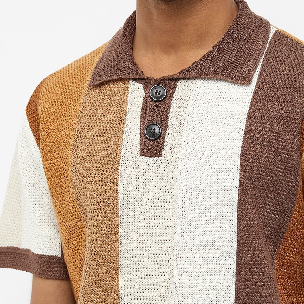 AMIRI Linen Stripe Knitted Polo Brown | END. (US)