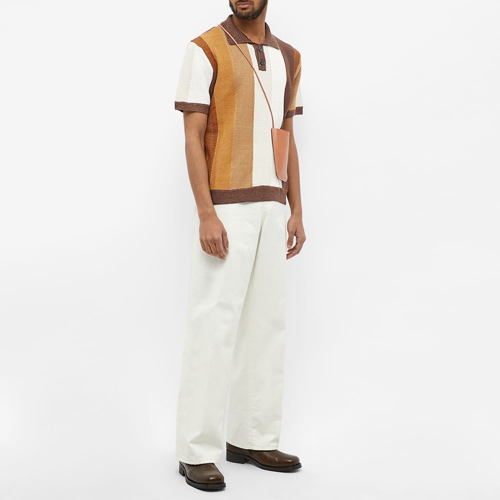 AMIRI Linen Stripe Knitted Polo Brown | END. (US)