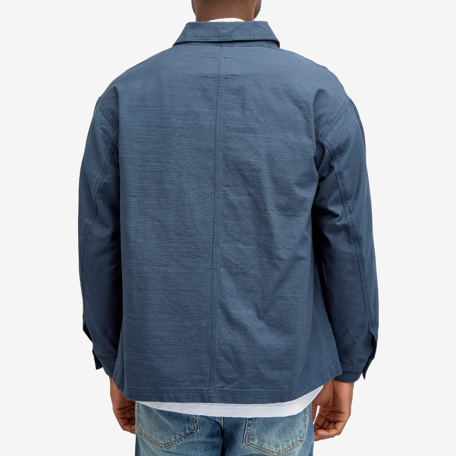 FrizmWORKS Men's Back Satin French Work Jacket Blue - Curated Menswear