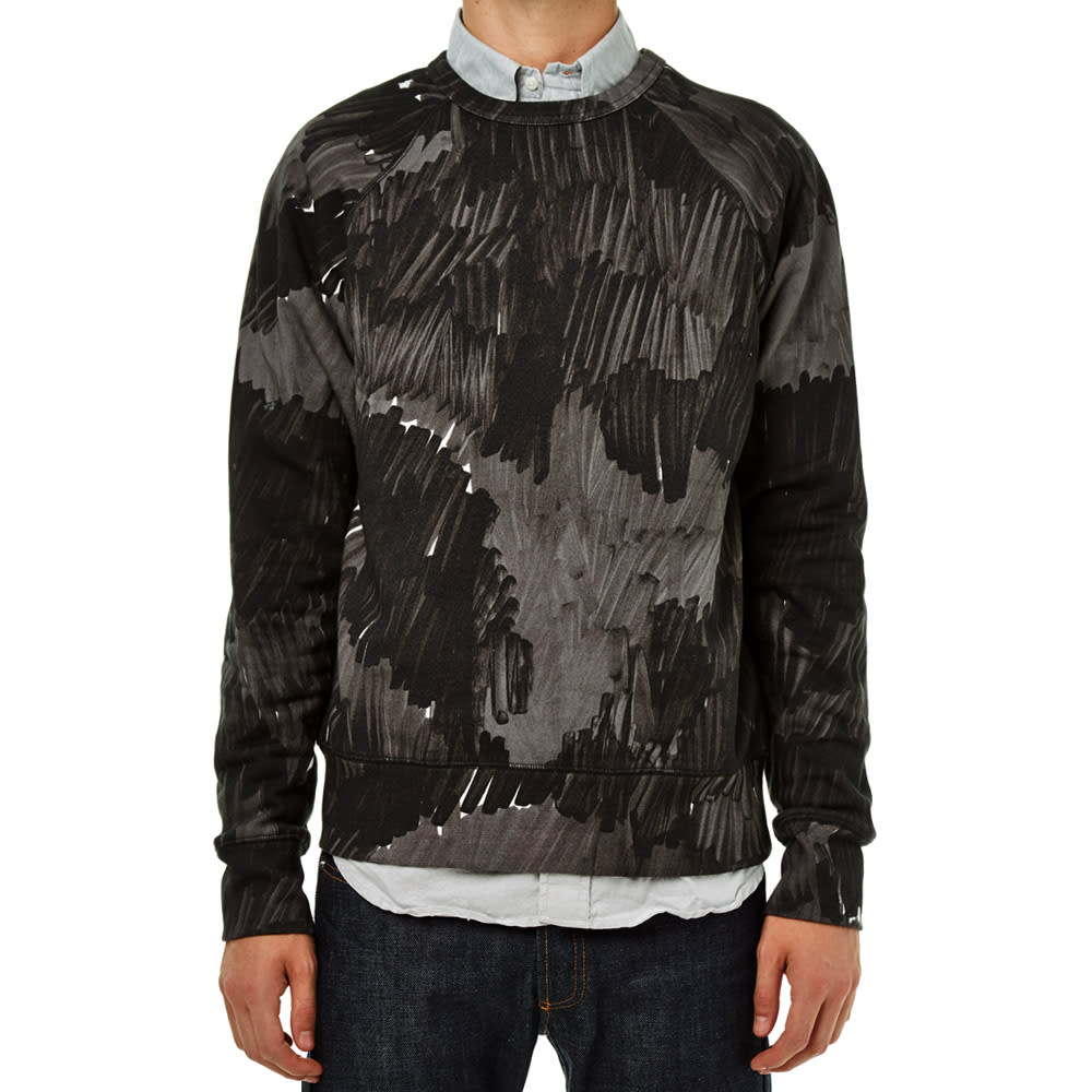 Acne College Marker Crew Sweat Camo Black Marker | END. (US)