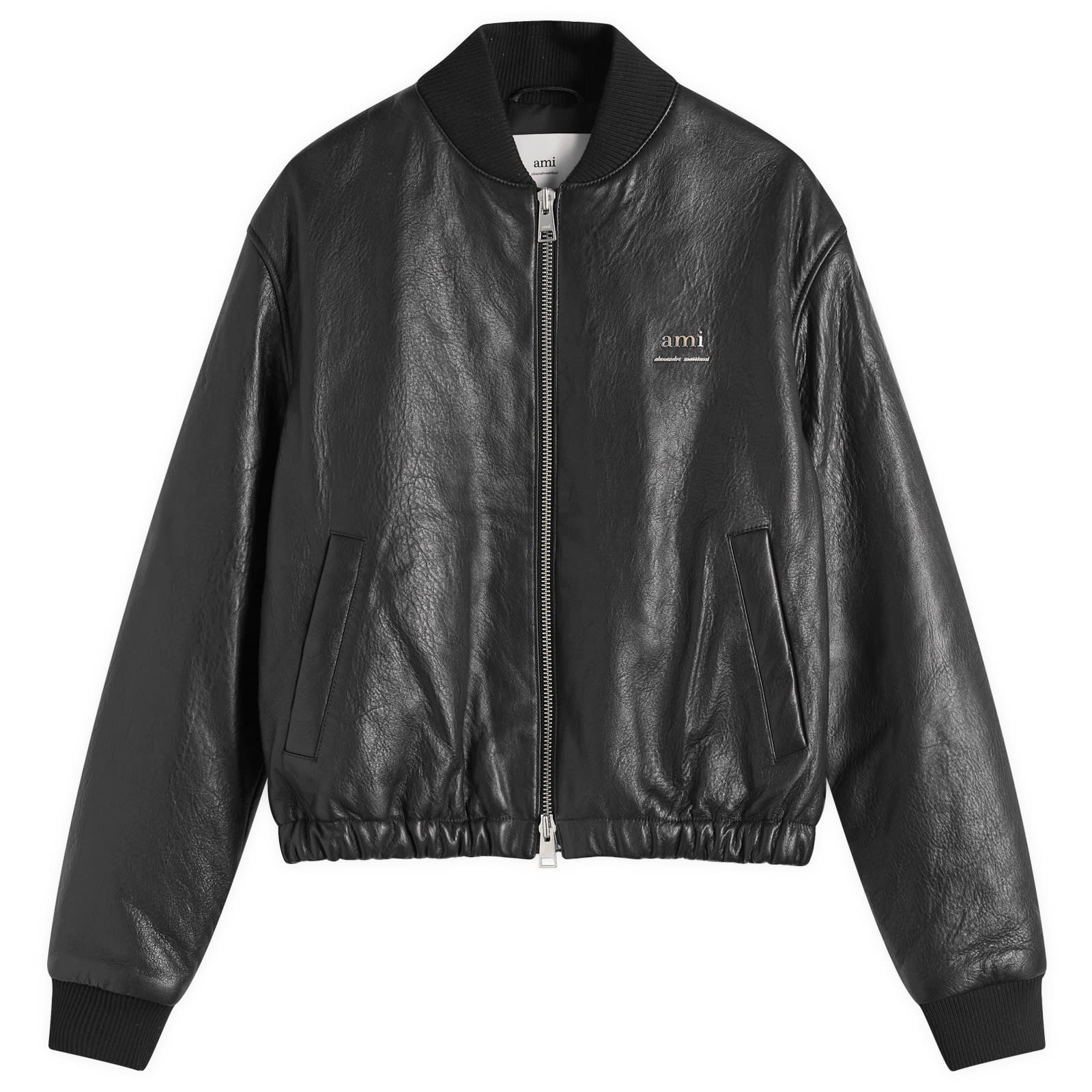 【AMI PARIS】CLASSIC PADDED JACKET◆HJK131LH0044 AMI Paris Padded Leather Bomber jacket Black | END. (CA)