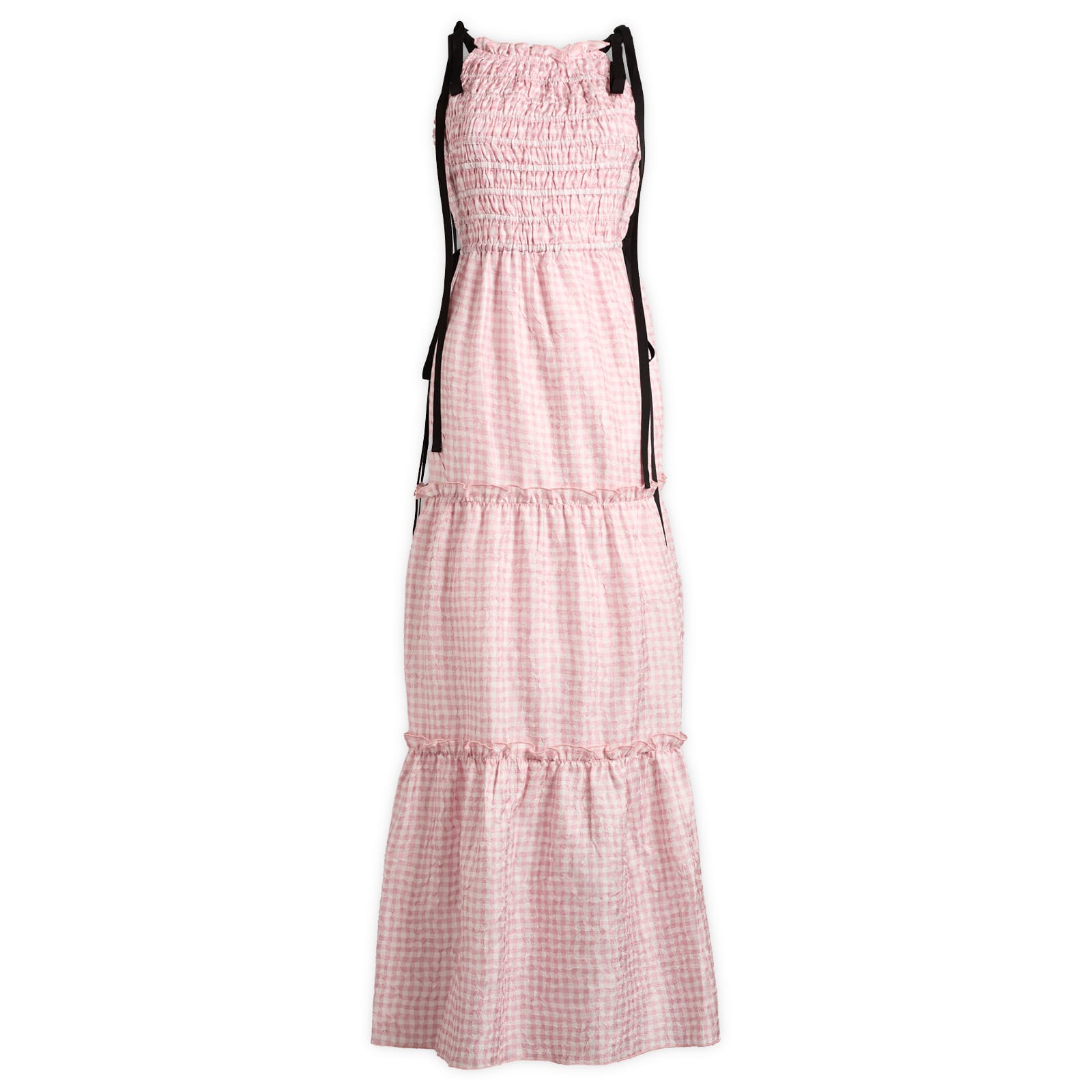 Ganni Women's Bleached Mauve Shibori Pleat Maxi Smock Slip Dress