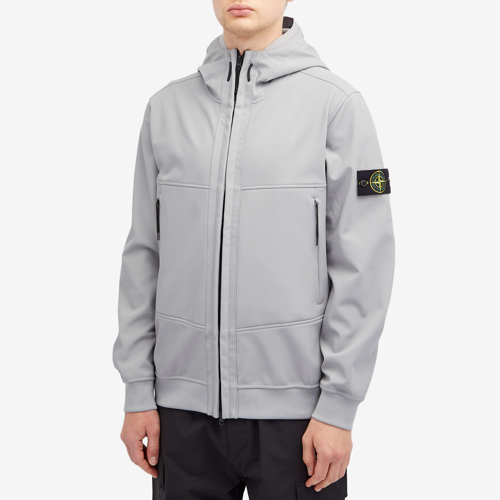 Stone Island Men's Soft Shell-R Hooded Jacket Grey - Curated Menswear