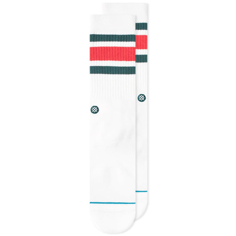 Combining an athletic aesthetic with a technical approach to construction, Californian label Stance presents their dedication to producing exceptional socks for everyday use. Built with a cotton mix, this white and red pair feature arch support, embroidered branding and reinforced heel and toe pads.  

80% Cotton, 15% Polyester, 3% Elastane, 2% Nylon
Ribbed & Striped Cuffs
Embroidered Logo
Arch Support
Reinforced Heel & Toe