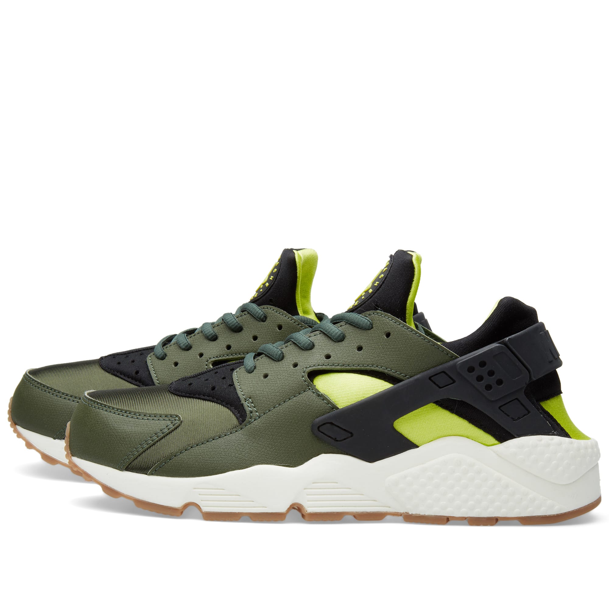nike huarache green and black
