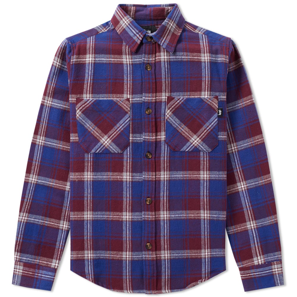 Stussy Twill Weave Plaid Shirt (Blue)