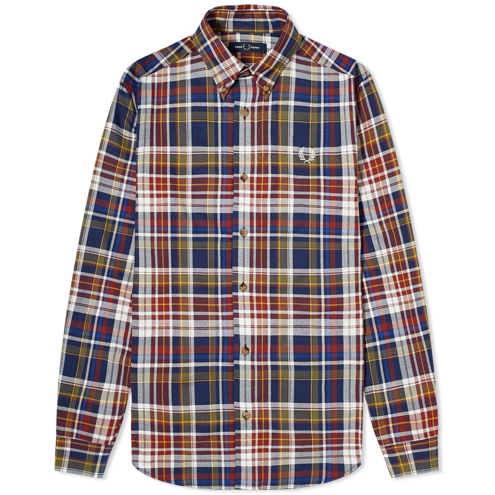 Fred Perry Tartan Shirt Navy | END 