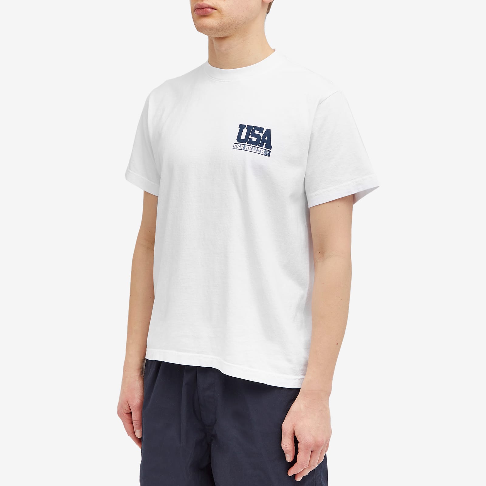 ★Sporty & Rich★ Team USA Short Sleeve T-Shirt White TS883W Sporty & Rich Team USA T-Shirt White/Navy - Curated Menswear