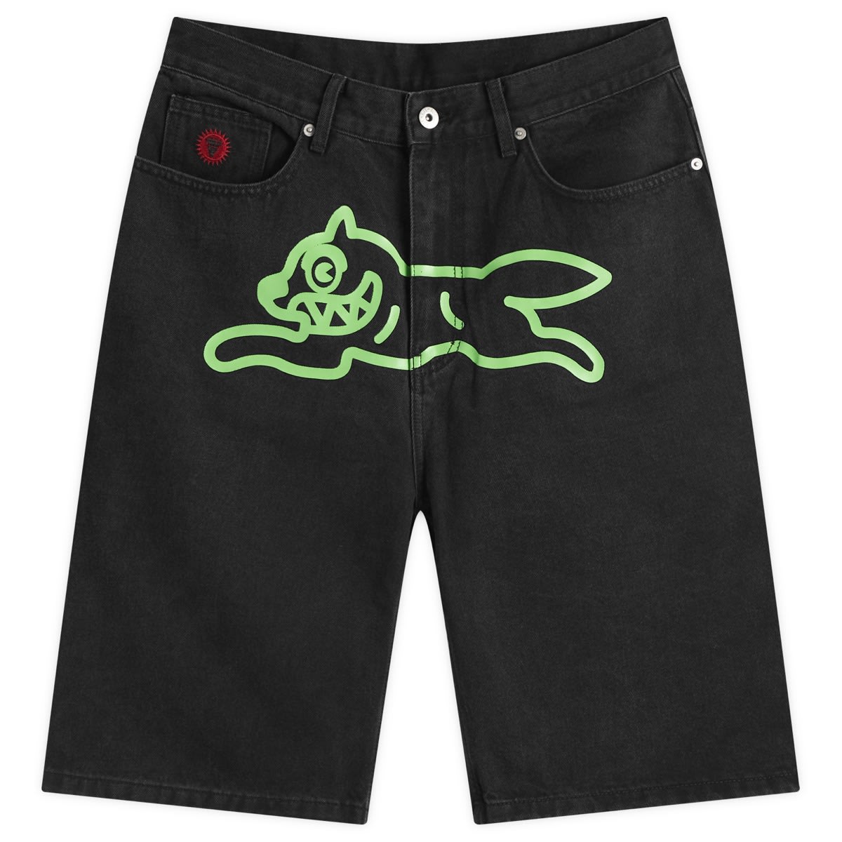 Icecream Men's Black Denim Running Dog Denim Shorts