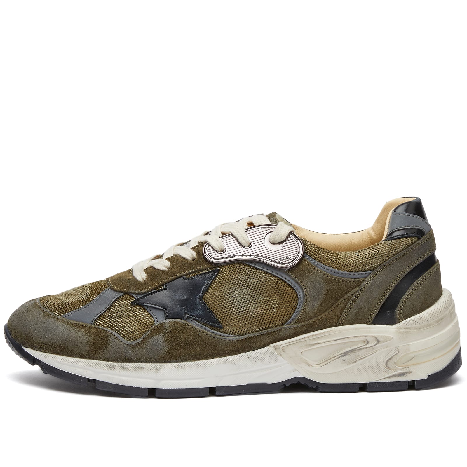 Golden |SNEAKERS (GWF00199 F005207 35875) Golden Goose Running Dad Suede Sneaker Olive Green, Grey