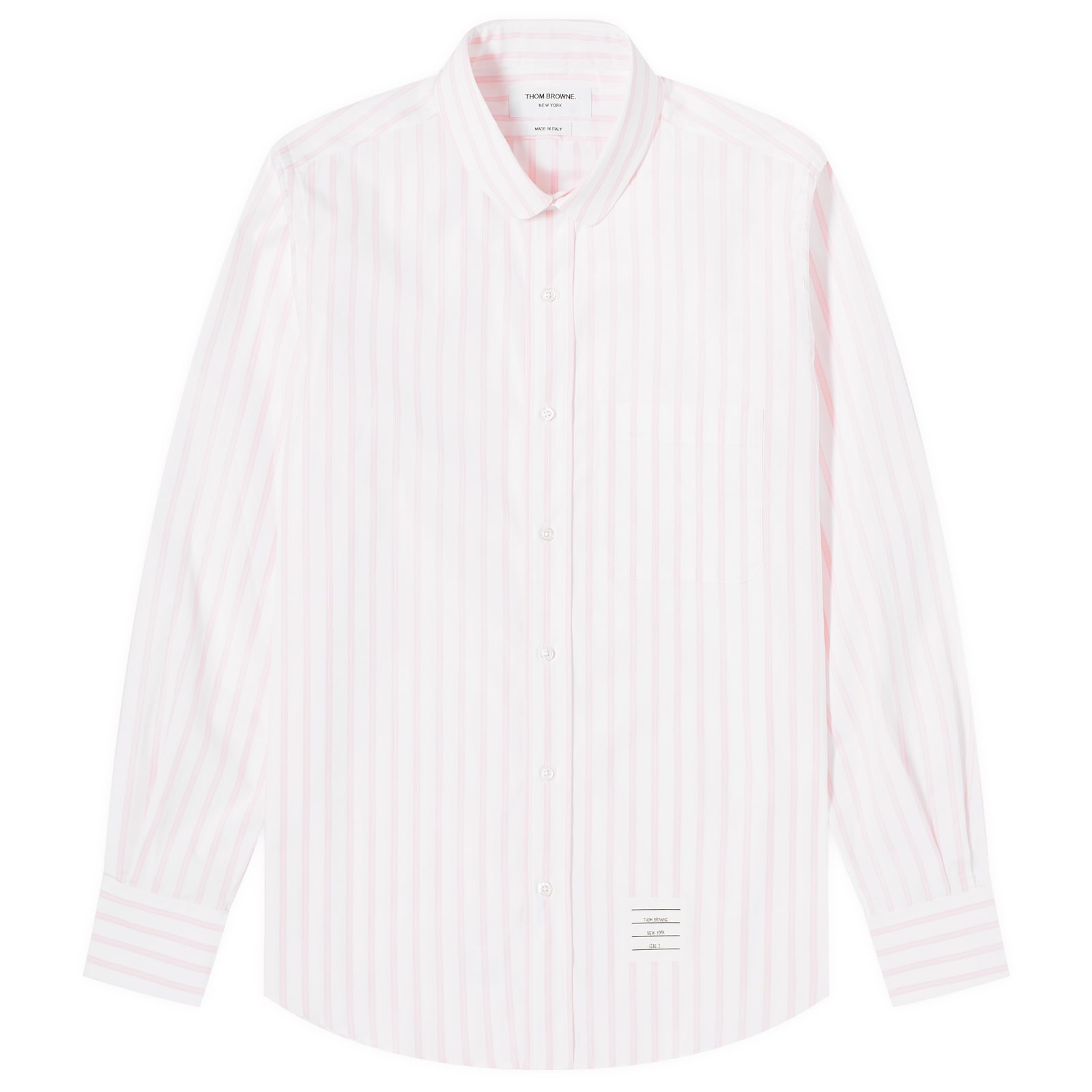 Thom Browne Men's Round Collar Stripe Oxford Shirt Light