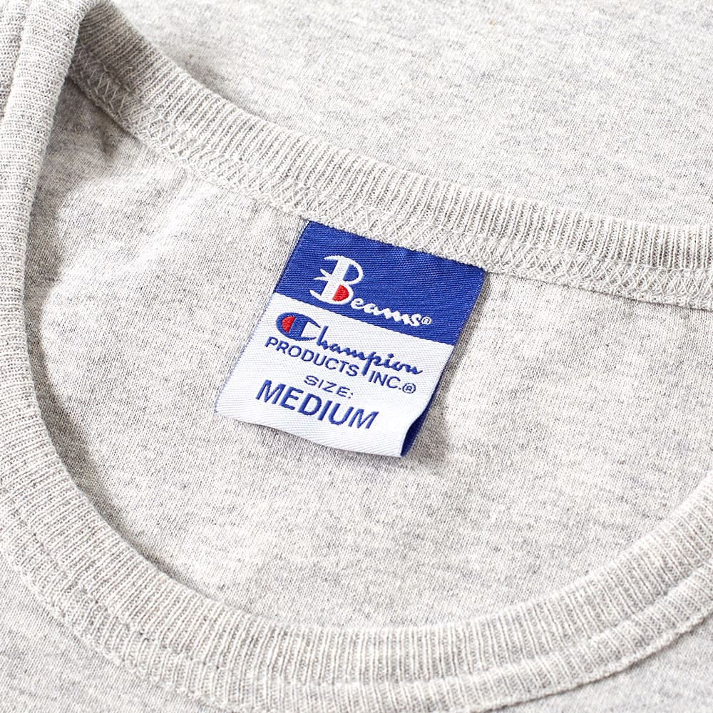 Champion x Beams Vertical Zip Tee (Grey Marl)