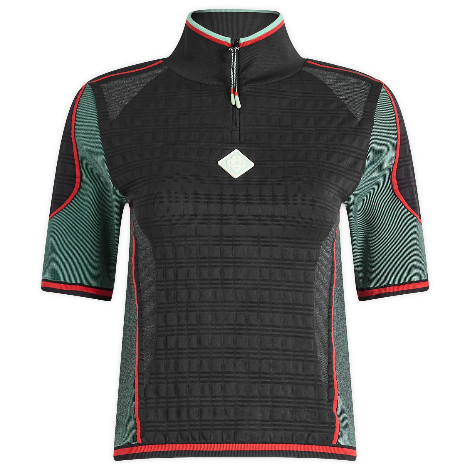Casablanca Women's Black/Mint Seamless Half Zip Top