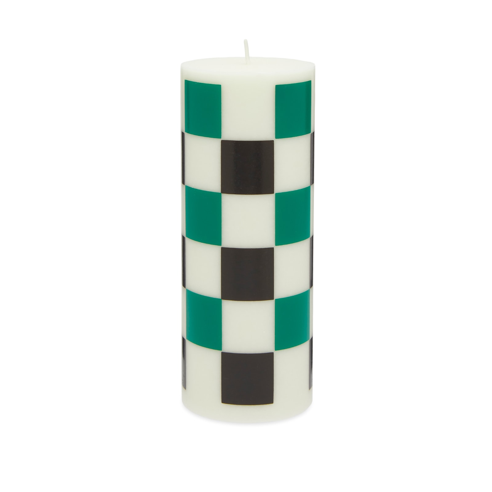 Hay Unisex Off-White/Green/Black Check Column Candle Medium