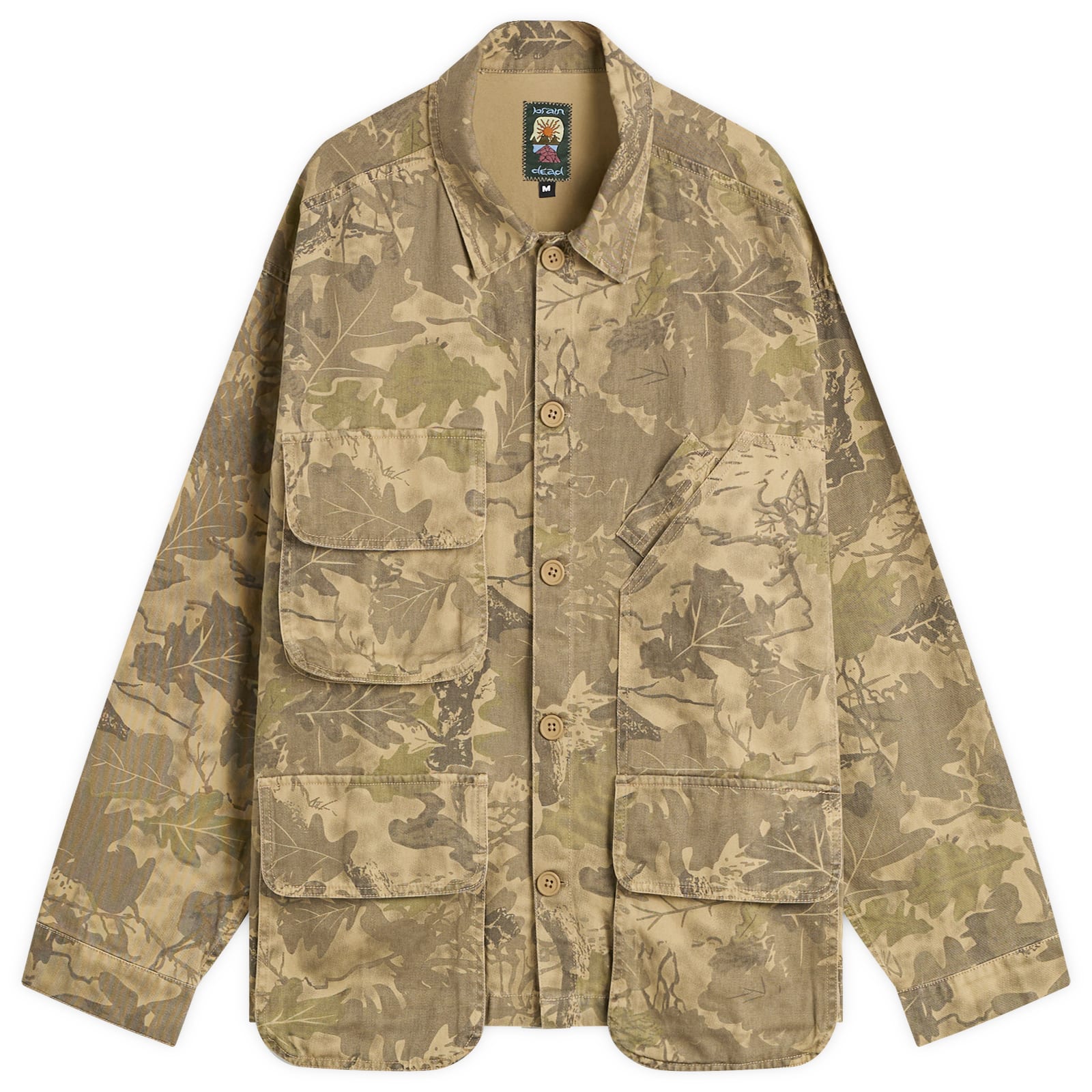 Brain Dead — Men's Twill Military Shirt Jacket in Leaf Camo, Size Small