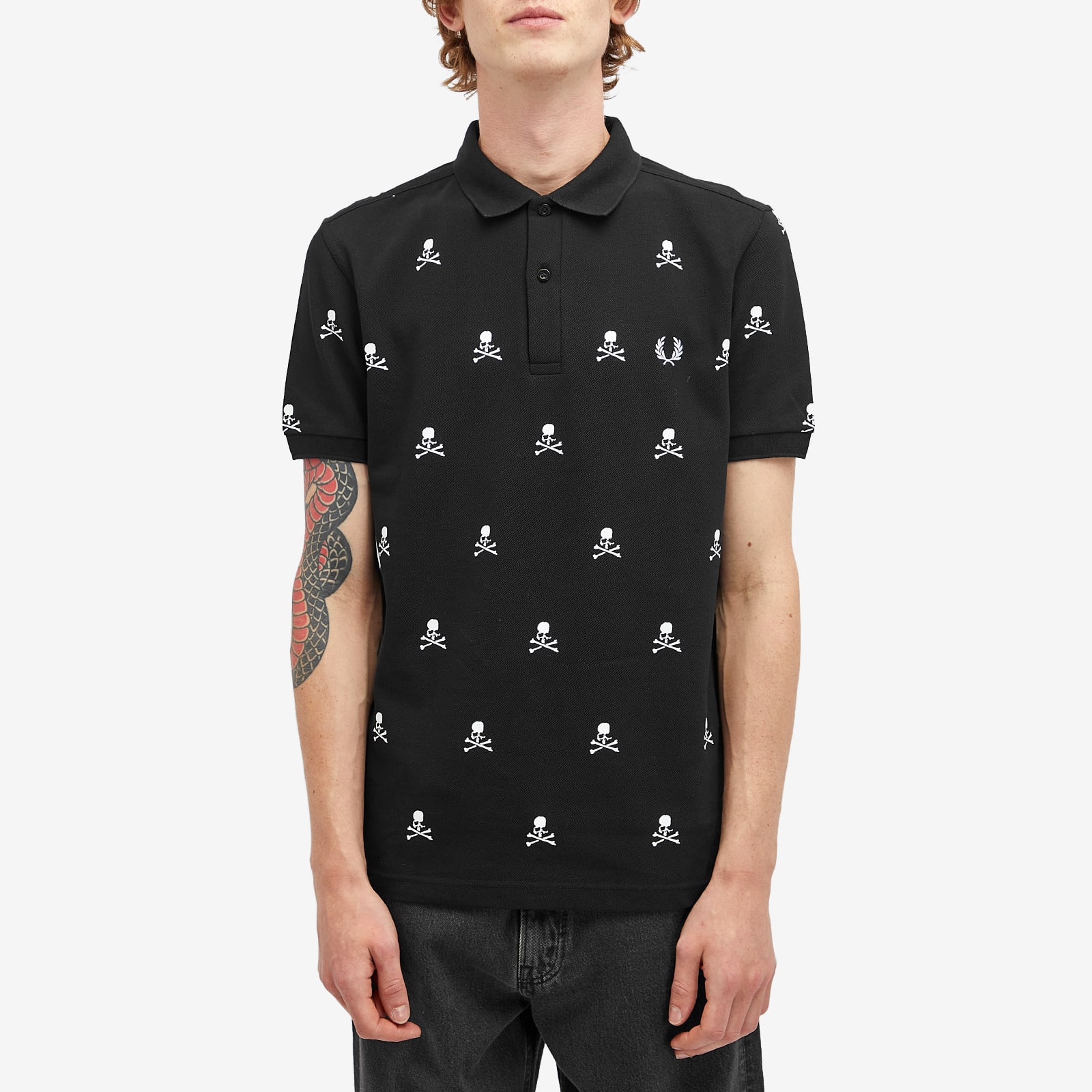 Fred Perry Men's x Mastermind Skull Polo Shirt Black | SM8176-BLK