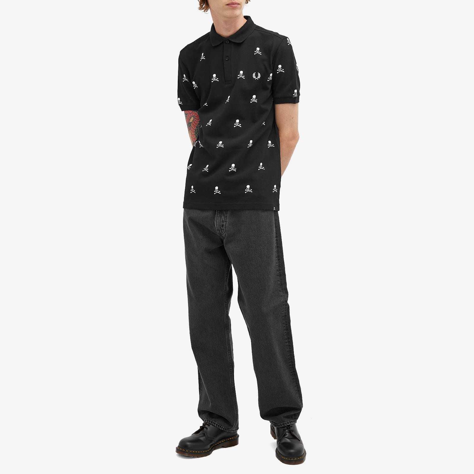 Fred Perry Men's x Mastermind Skull Polo Shirt Black | SM8176-BLK