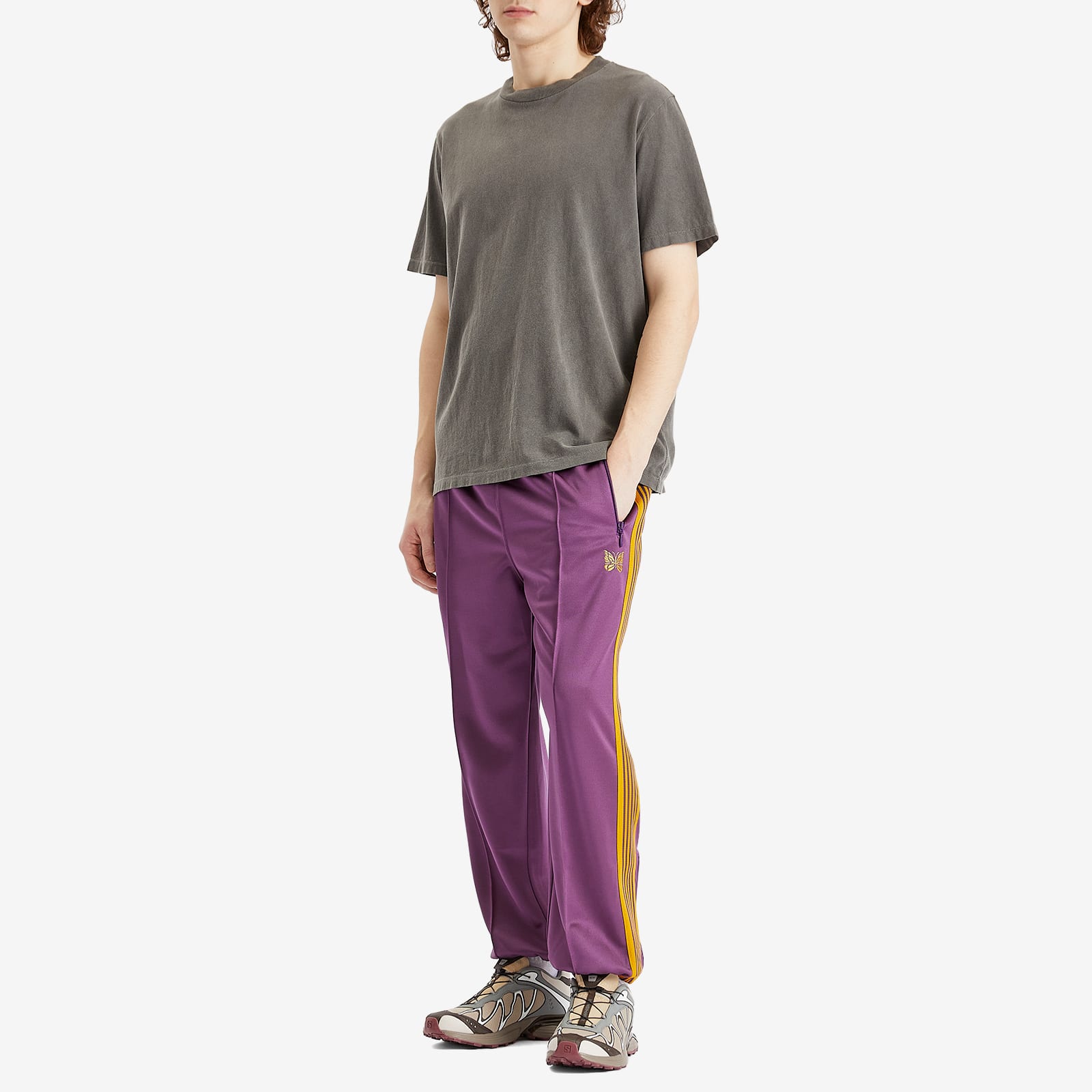 Needles Men's Poly Smooth Zipped Track Pant Purple - Curated