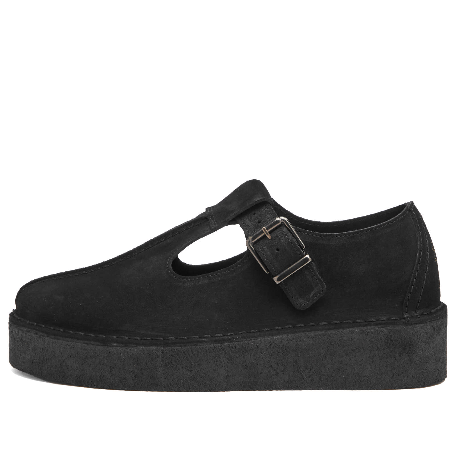 Clarks Originals Women's Trek Wedge T-Bar in Black Suede - 26180222