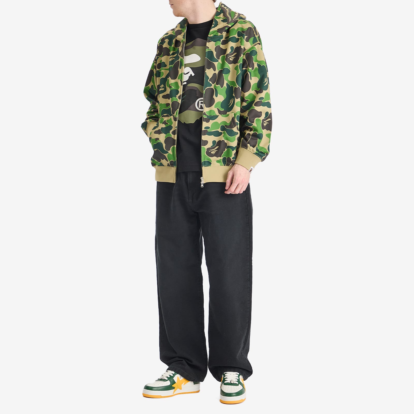 A Bathing Ape Men's Giant 1St Camo Big Ape Head Tee Black X Green