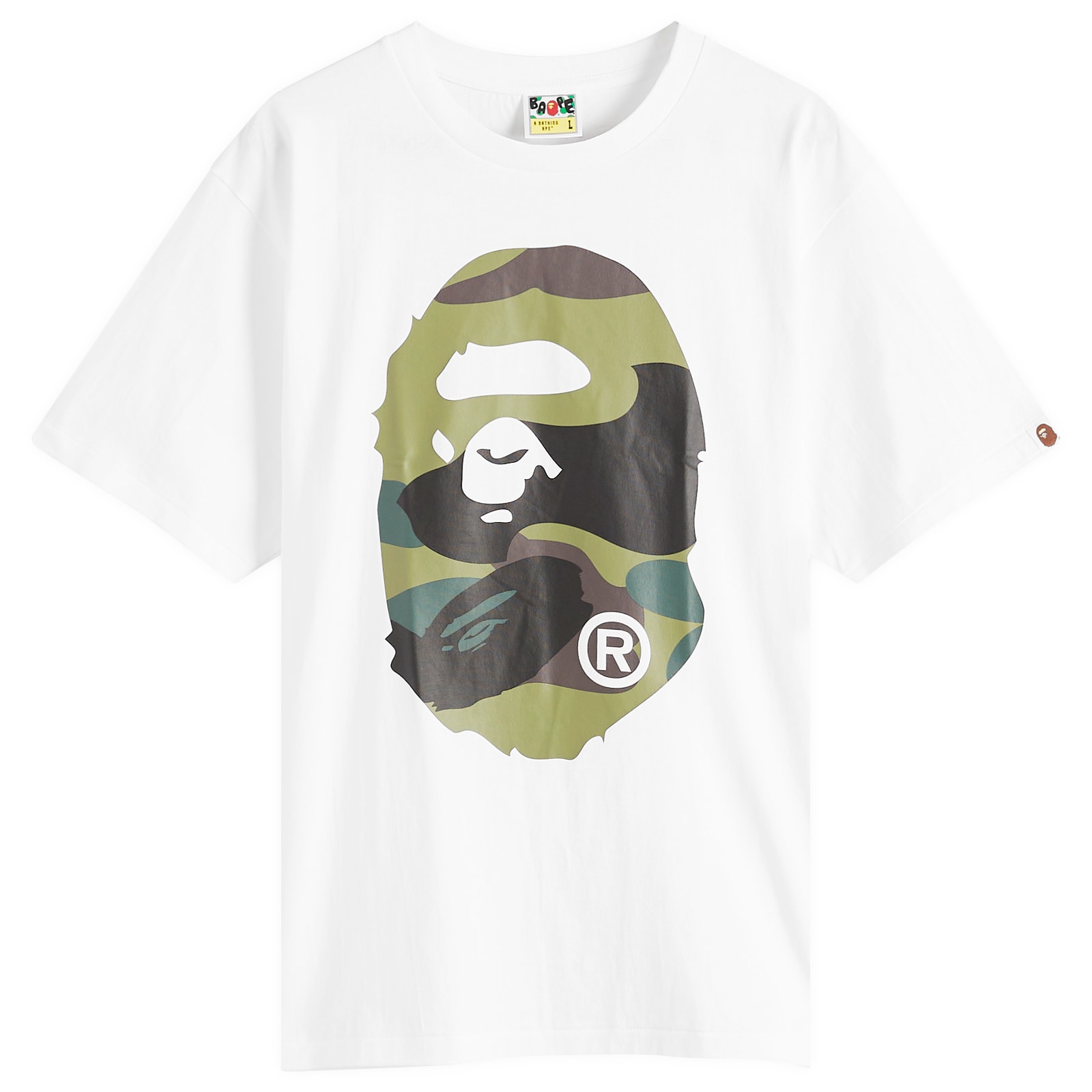 A Bathing Ape Giant 1St Camo Big Ape Head Tee White X Green