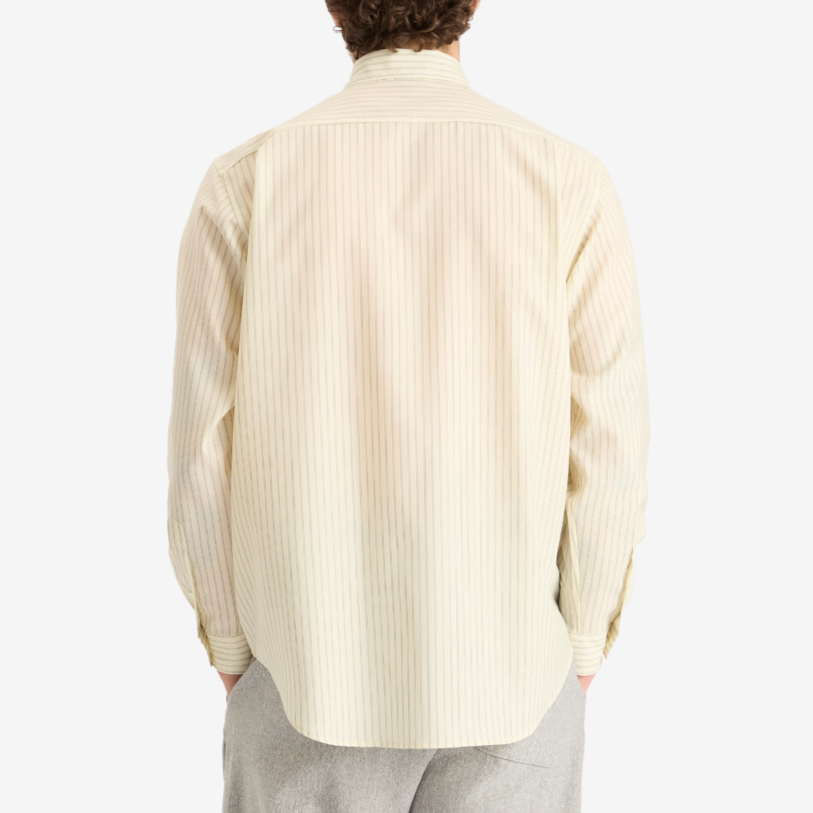 Auralee Men's Super Fine Wool Stripe Shirt Ivory Stripe