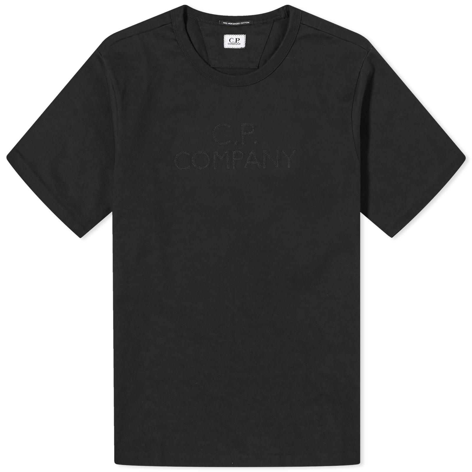 C.p. Company Men's Black 30/2 Mercerized Jersey Twisted Logo T-Shirt
