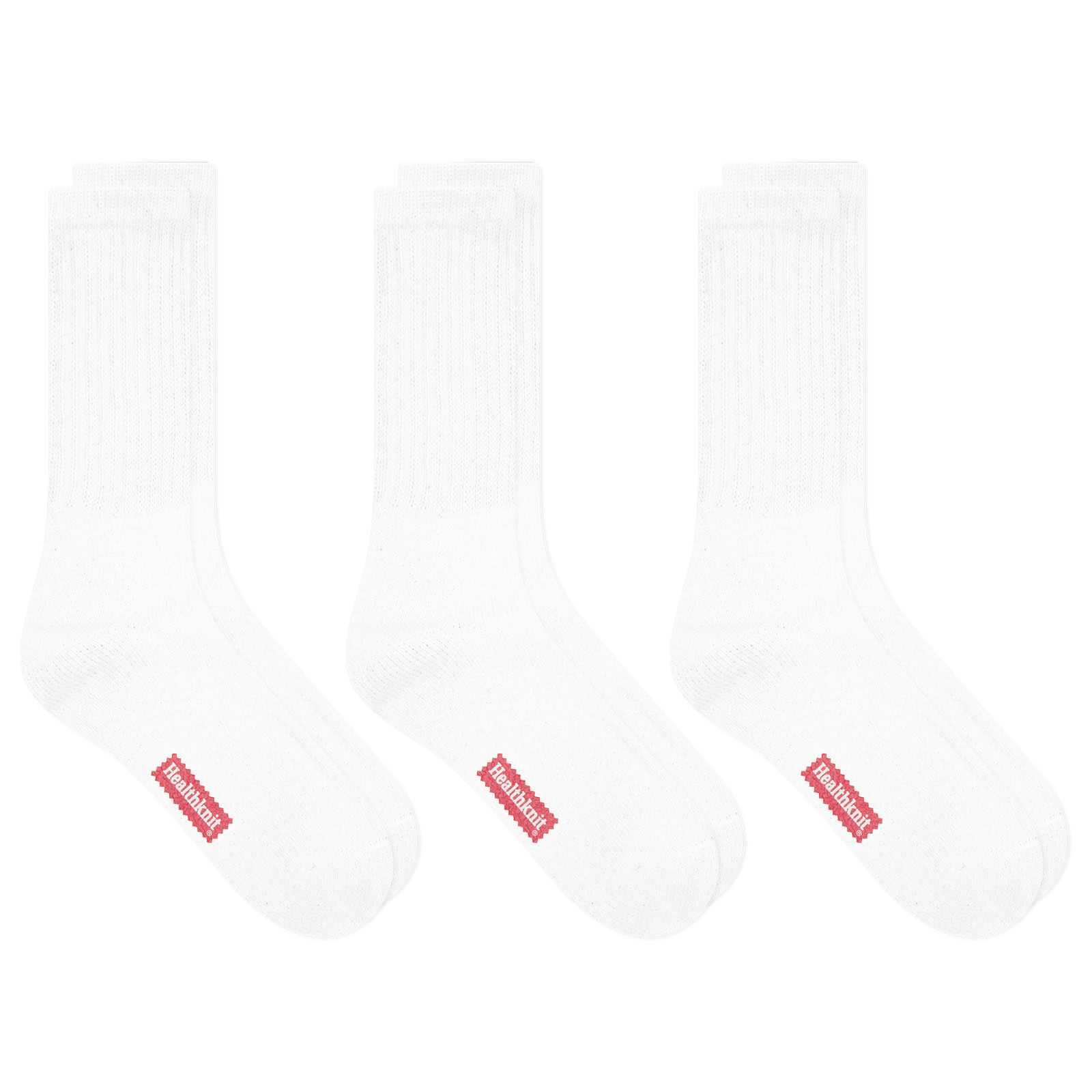 Healthknit — Healthknit Crew Sock - 3 Pack in White