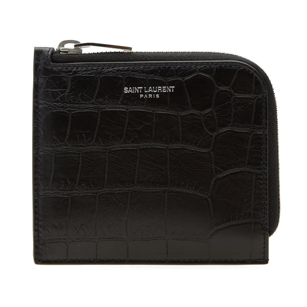 Saint Laurent Croc Effect Zip Wallet Black END. (JP)