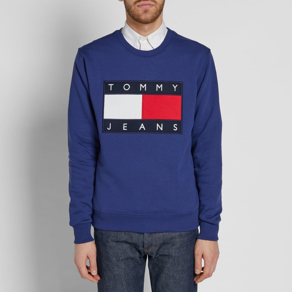 Navy Tommy Jeans Classic Flag Sweat White Grey Tommy Hilfiger Sweatshirt