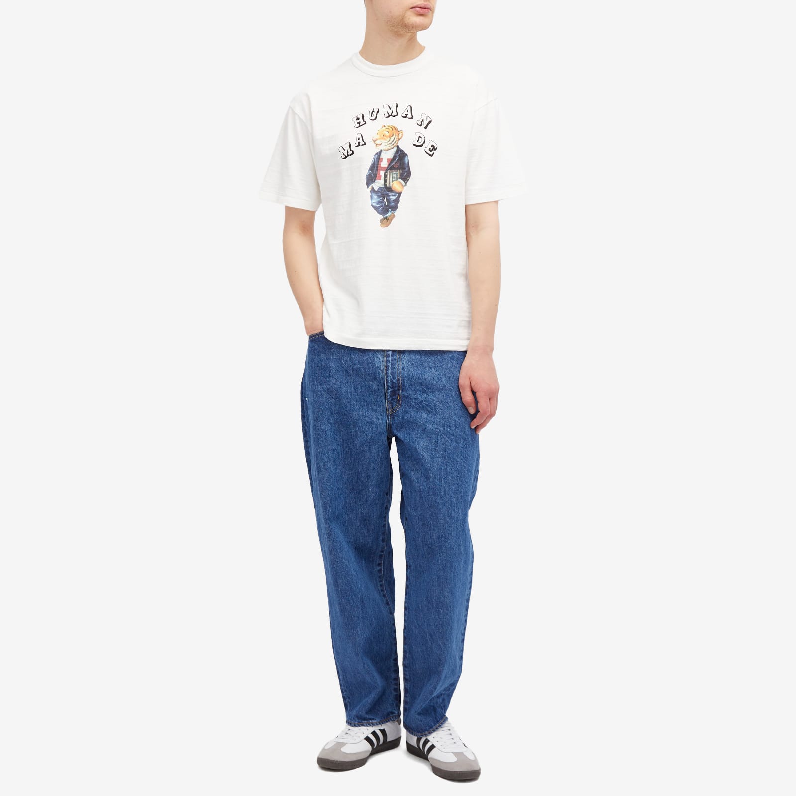 Human Made Men's Polo Tiger Bear White - Curated Menswear