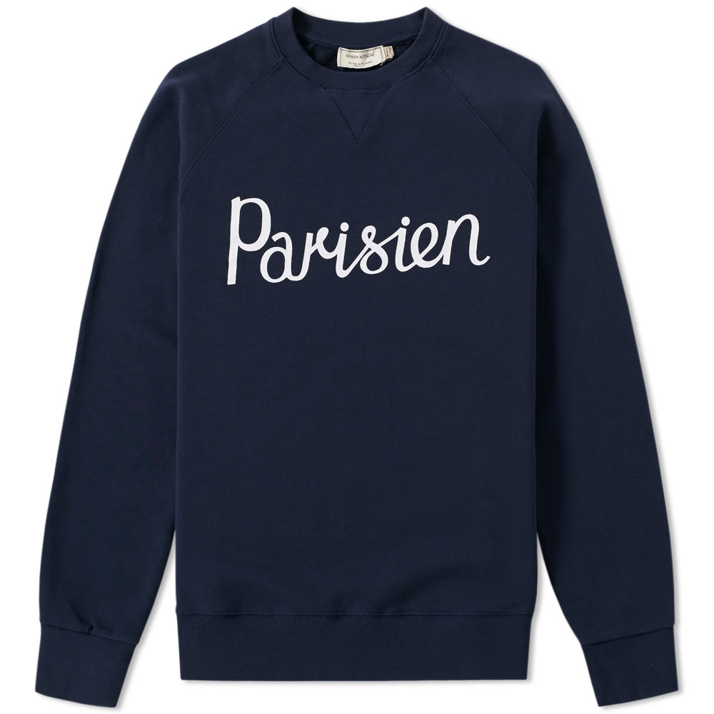 Maison Kitsuné Parisien Crew Sweat Navy & White | END. (UK)