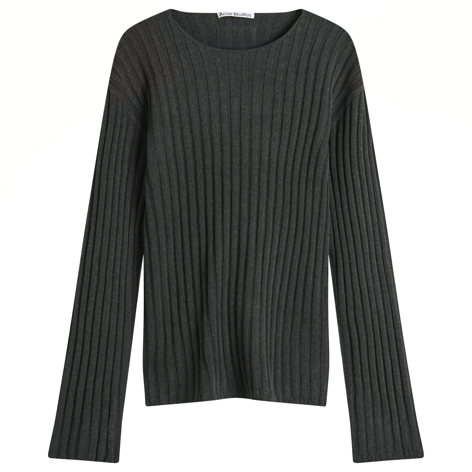 Acne Studios Men's Kartic Cotton Core Ribbed Jumper Dark Grey Melange