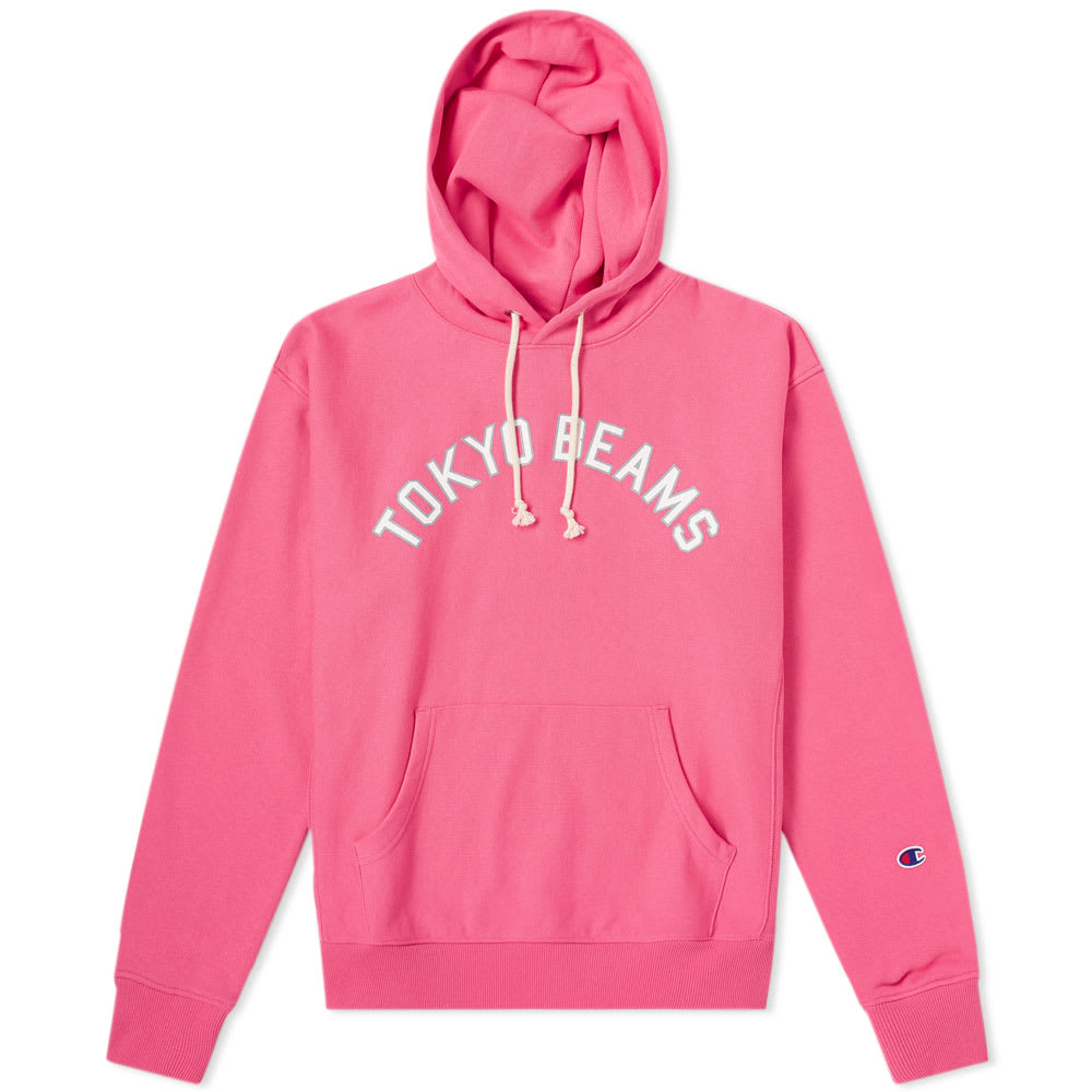 Offence or defence, this sporting hoody is sure to please thanks to its playful pink colourway. A product of BEAMS’ and Champion’s latest collaboration, this warming pullover is stamped with collegiate ‘TOKYO BEAMS’ graphics at the chest and back. Kitted out with a functional kangaroo pocket, this cosy hoody draws its influences from baseball uniforms, practice gear and cheer clothing from days gone by.

90% Cotton, 10% Polyester
Loopback Jersey
Drawstring Hood
Printed Branding
Kangaroo Pouch Pocket
‘C’ Appliqué
Ribbed Cuffs & Hem