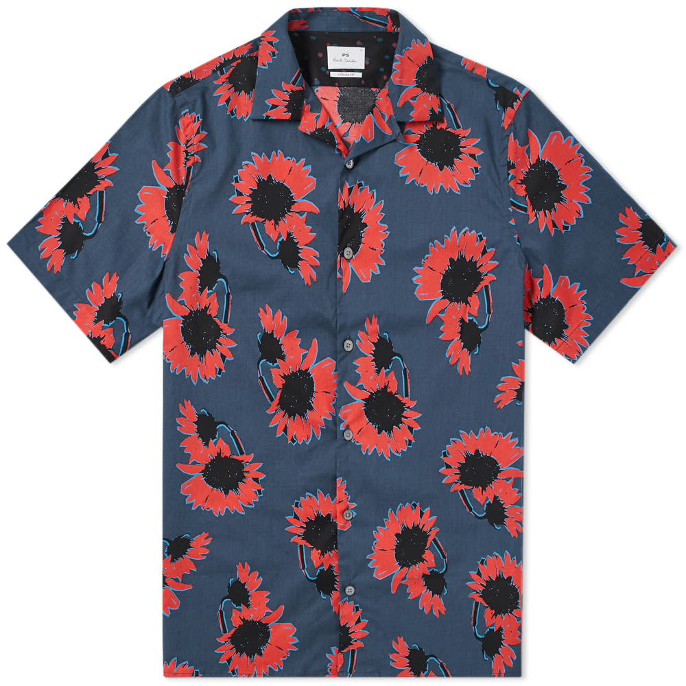 Paul Smith Short Sleeve Floral Print Vacation Shirt Blue & Red | END.