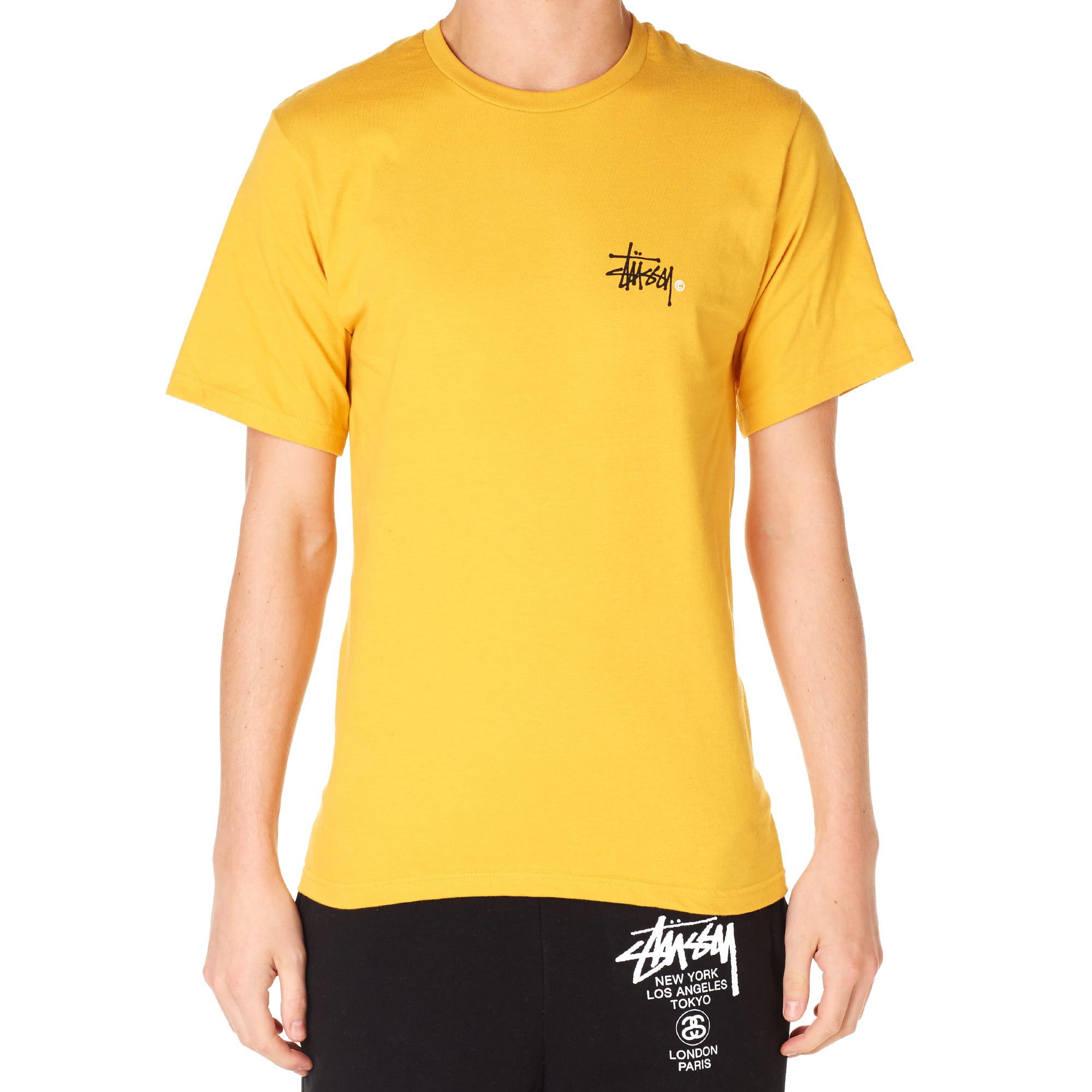 stussy basic logo mustard white stussy basic logo mustard white
