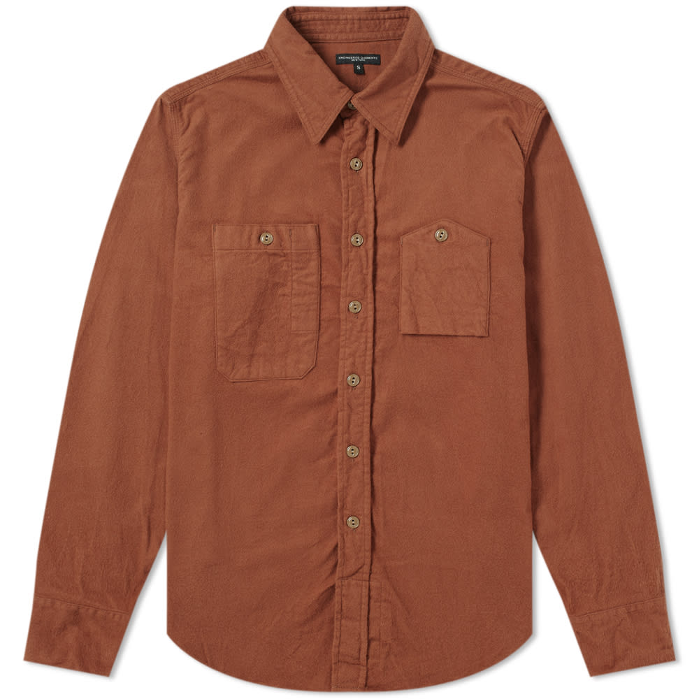 Engineered Garments Work Shirt Tan Cotton Flannel | END. (US)