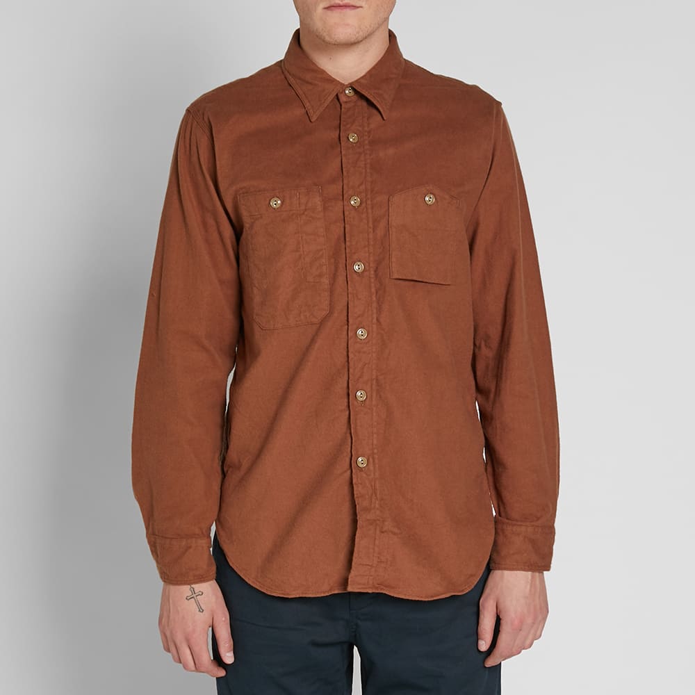 Engineered Garments Work Shirt Tan Cotton Flannel | END.