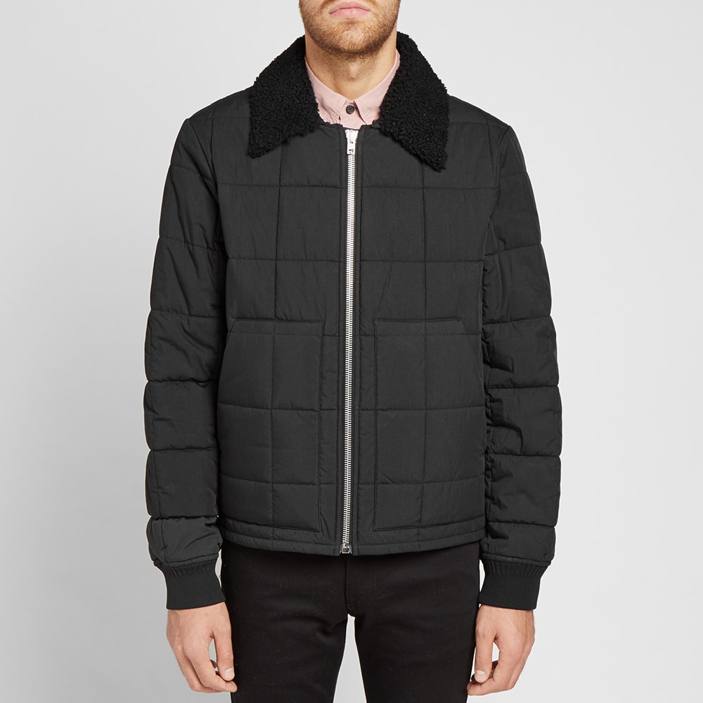 Helmut Lang Fur Collar Quilted Bomber Jacket Black END.