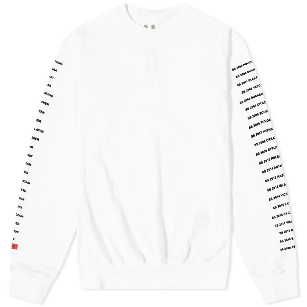 Rick Owens DRKSHDW Printed Arms Crew Sweat White & Black | END. (AR) 