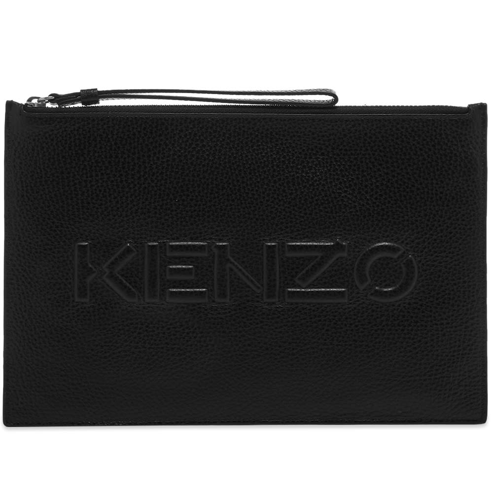 Kenzo Large Embossed Leather Pouch Black END.