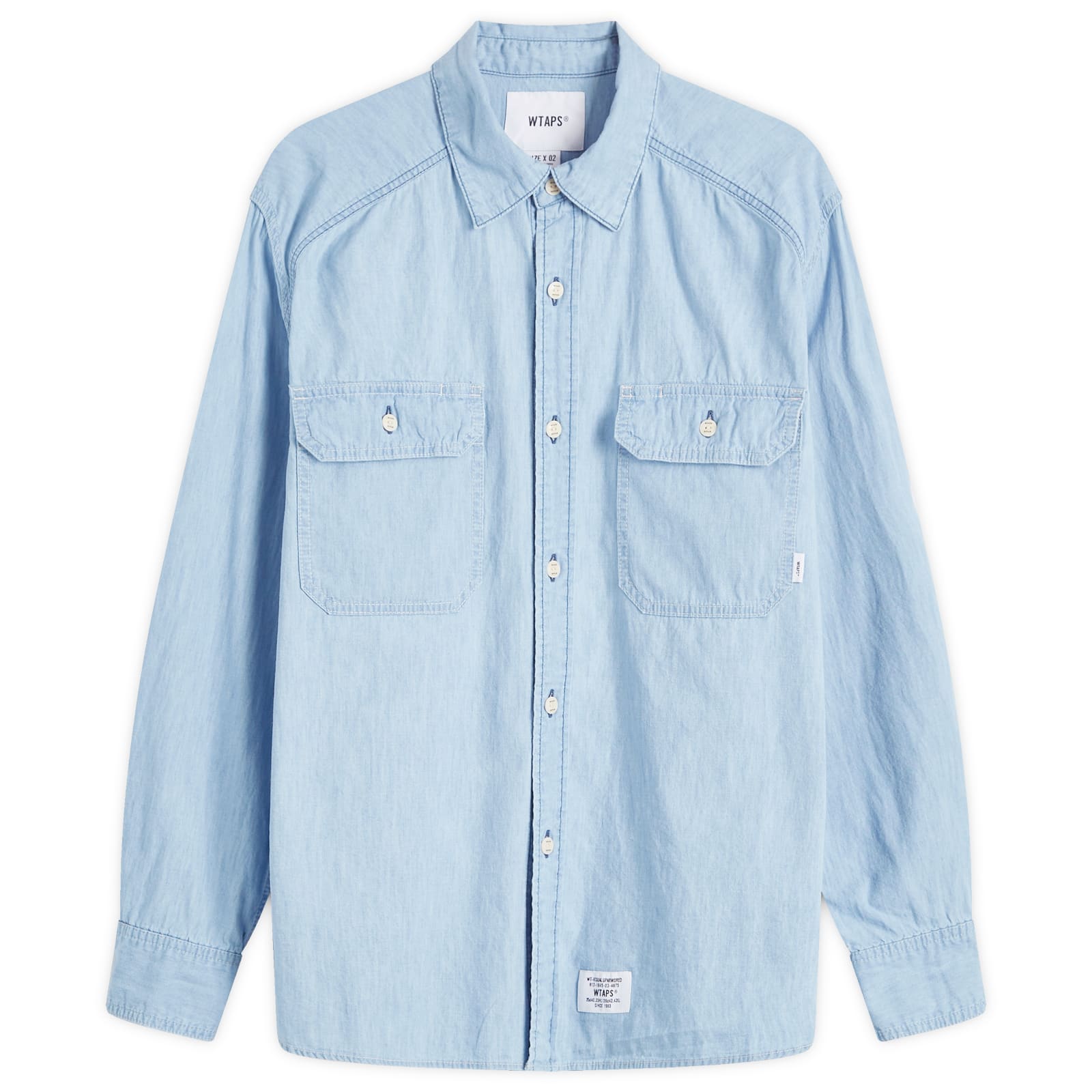 WTAPS Men's 11 Back Print Chambray Shirt Indigo - Curated Menswear