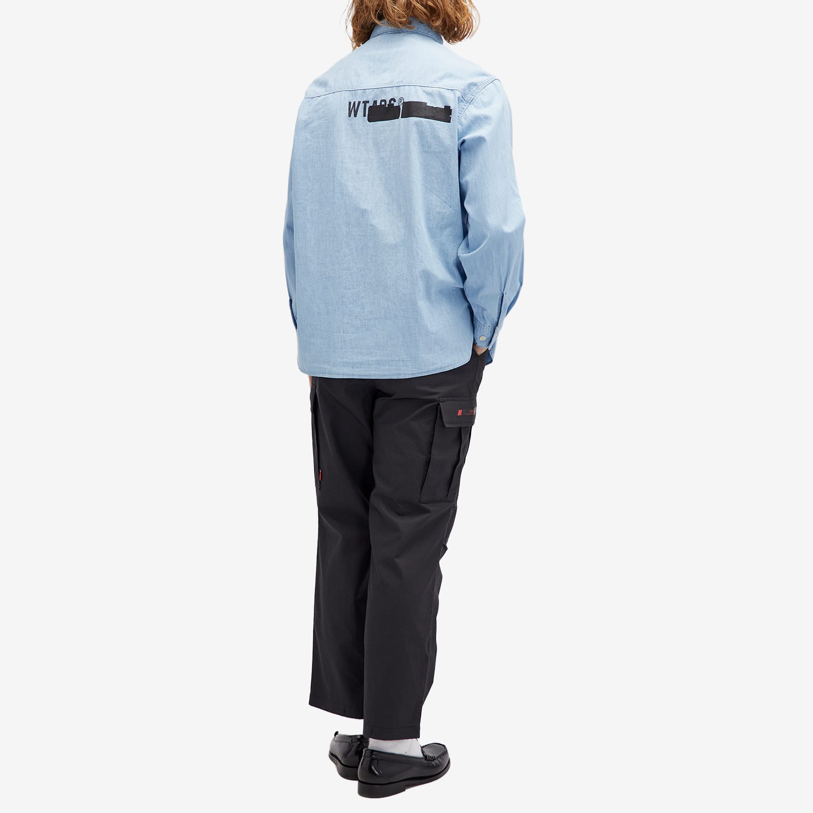 WTAPS Men's 11 Back Print Chambray Shirt Indigo - Curated Menswear