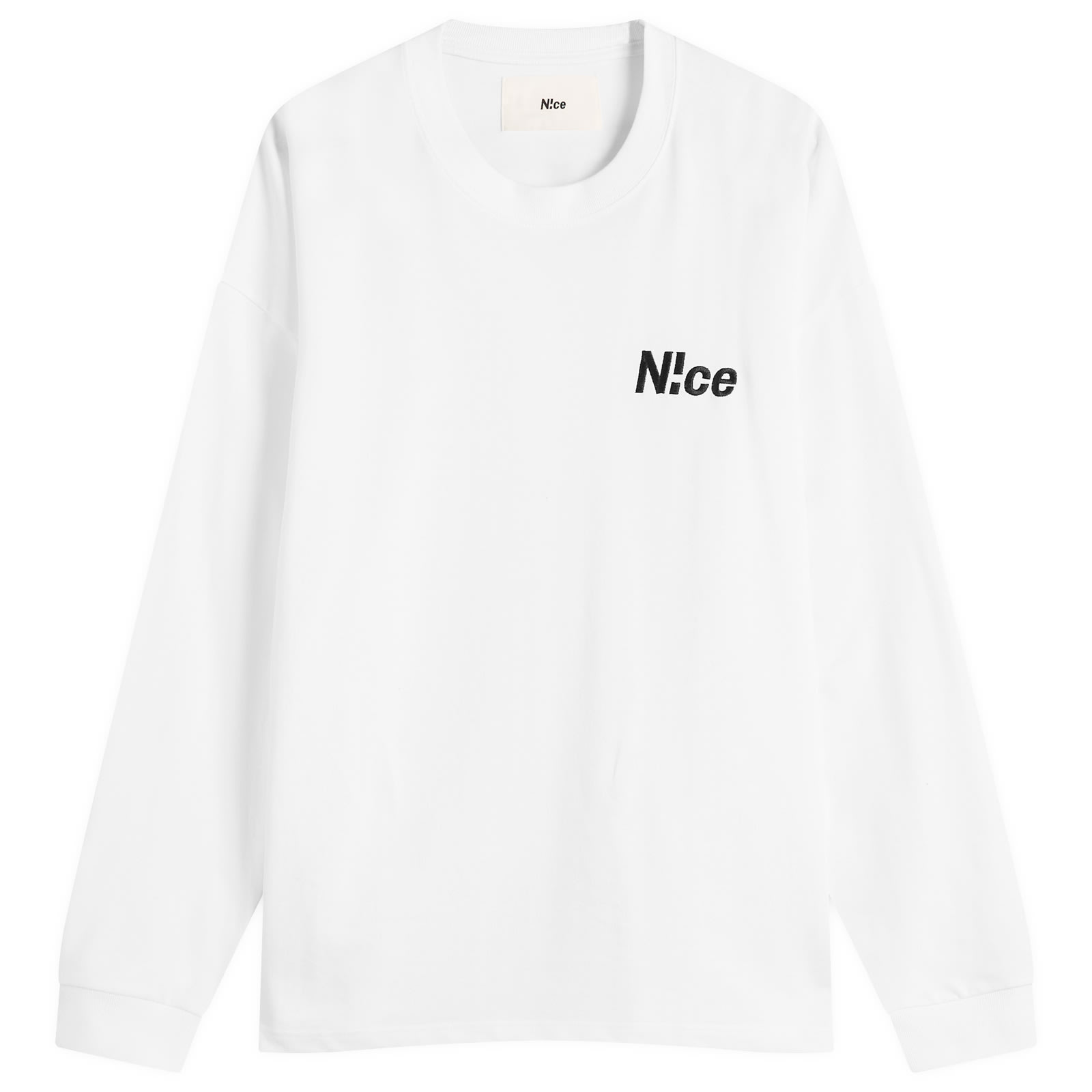 N!CE Men’s Logo Long Sleeve T-Shirt White